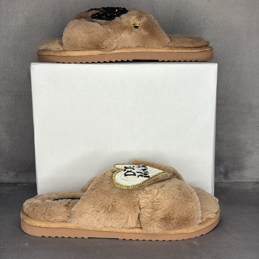 Tan 'Dog Mom' Slippers View 2